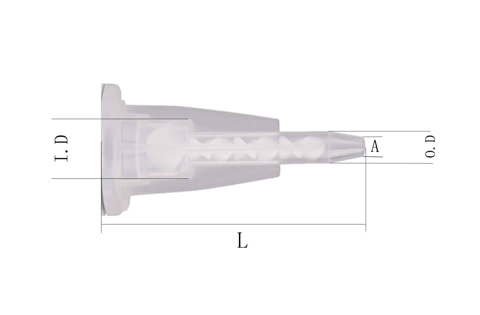 A2 Bayonet Epoxy Mixing Nozzle White Specification
