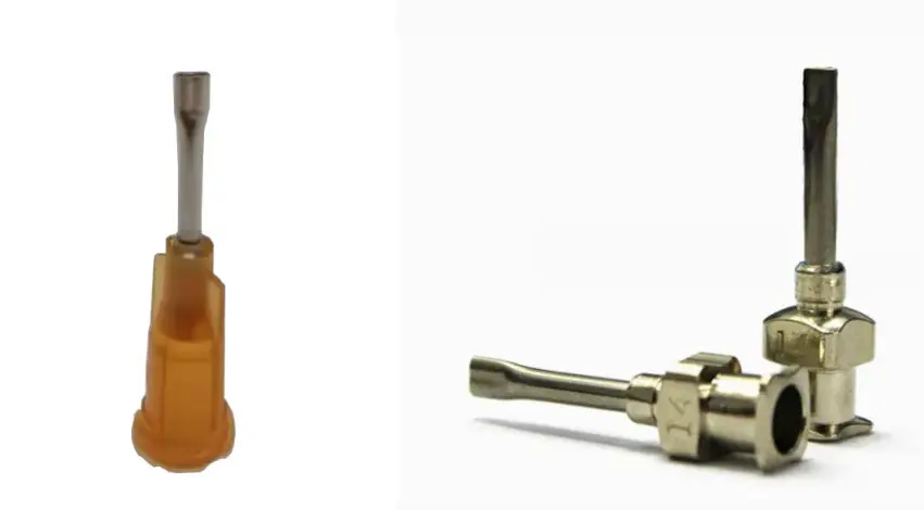 Oval dispensing tip with an elongated flat orifice for applying wide, consistent adhesive or sealant ribbons