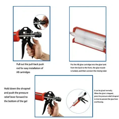 how to use two part caulk gun